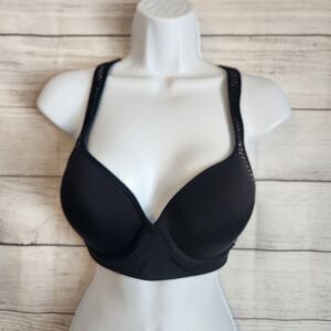 Maidenform 36D Black Underwire Bra Padded Bra Criss Cross Back Su